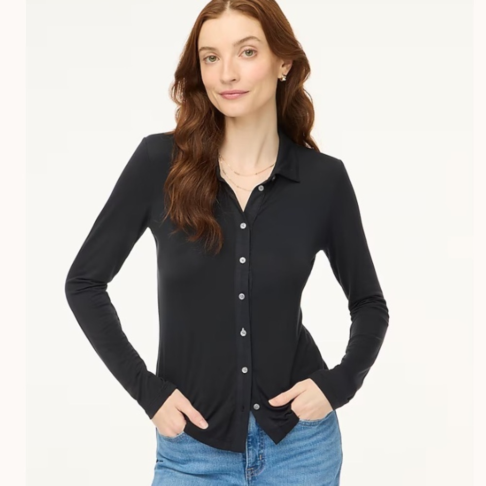 J crew Knit long-sleeve button-up top